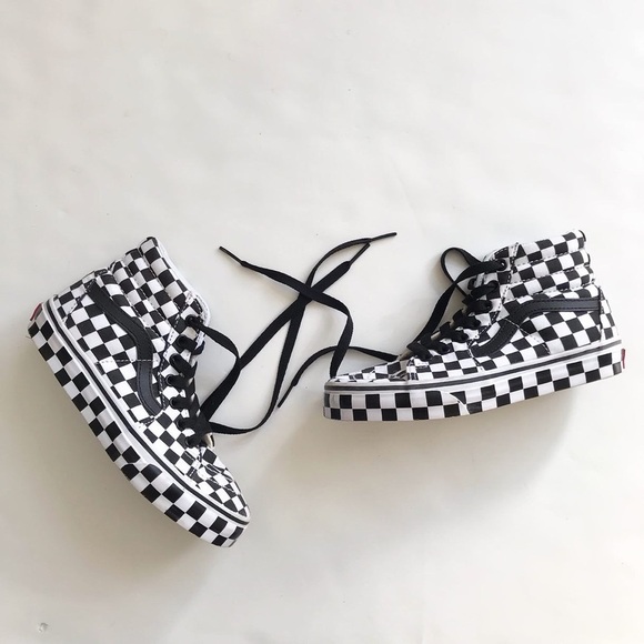 Vans Other - Vans SK8-Hi overprint checkboard sneakers EUC size 1 youth